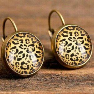 ANIMAL LEOPARD/CHEETAH PRINT DROP STYLE EARRINGS